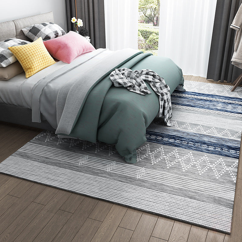 Lisslune | Primitive Tribal Rug Multicolor Geometry Rug Non-Slip Back Washable Stain Resistant Rug for Bedroom