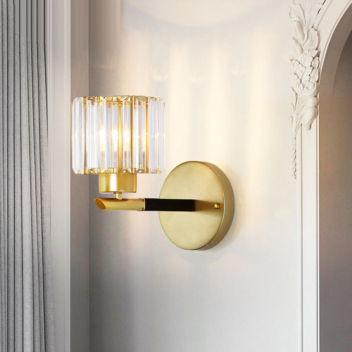 Skørter | Gold Cylinder Wall Light Modernism 1 Light Crystal Wall Mounted Lighting