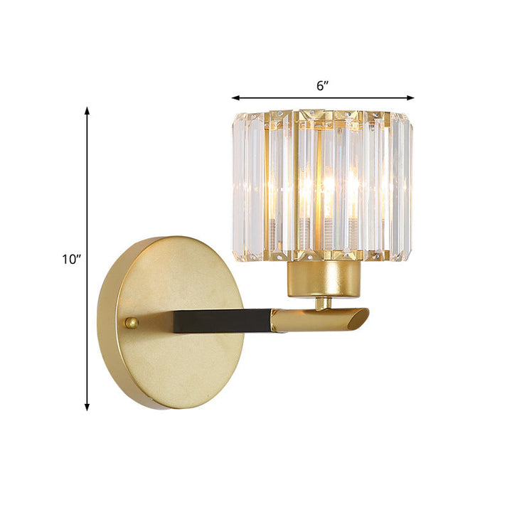 Skørter | Gold Cylinder Wall Light Modernism 1 Light Crystal Wall Mounted Lighting