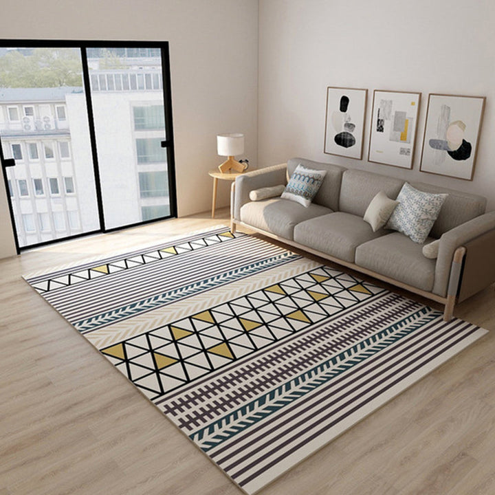 Lisslune | Western Tribal Print Rug Multicolored Synthetic Rug Machine Washable Non-Slip Back Stain Resistant Rug for Living Room