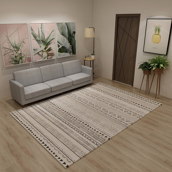 Lisslune | Western Tribal Print Rug Multicolored Synthetic Rug Machine Washable Non-Slip Back Stain Resistant Rug for Living Room