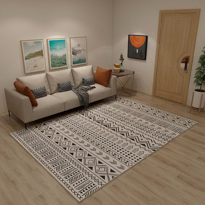 Lisslune | Western Tribal Print Rug Multicolored Synthetic Rug Machine Washable Non-Slip Back Stain Resistant Rug for Living Room