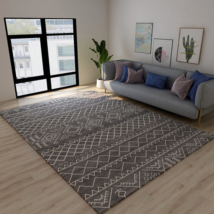 Lisslune | Western Tribal Print Rug Multicolored Synthetic Rug Machine Washable Non-Slip Back Stain Resistant Rug for Living Room