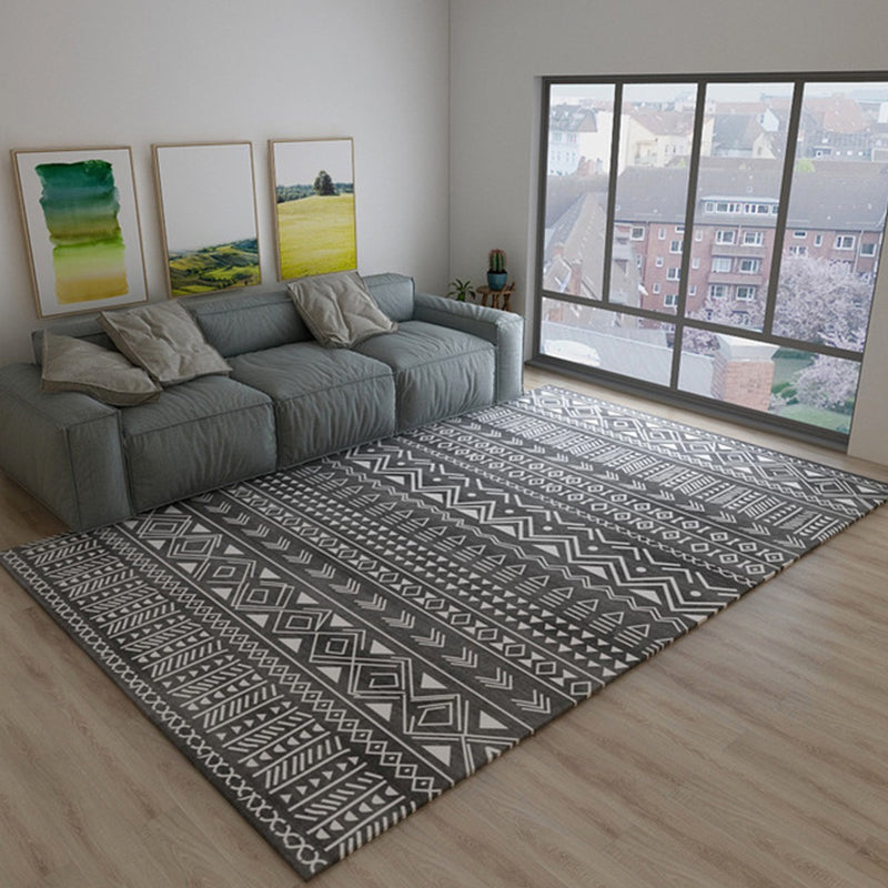 Lisslune | Western Tribal Print Rug Multicolored Synthetic Rug Machine Washable Non-Slip Back Stain Resistant Rug for Living Room