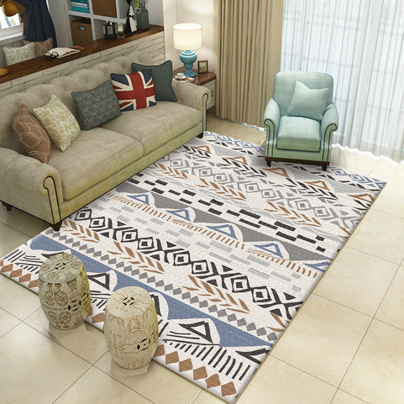 Lisslune | Americana Printed Rug Multicolor Synthetic Rug Non-Slip Back Stain Resistant Washable Rug for the Living Room