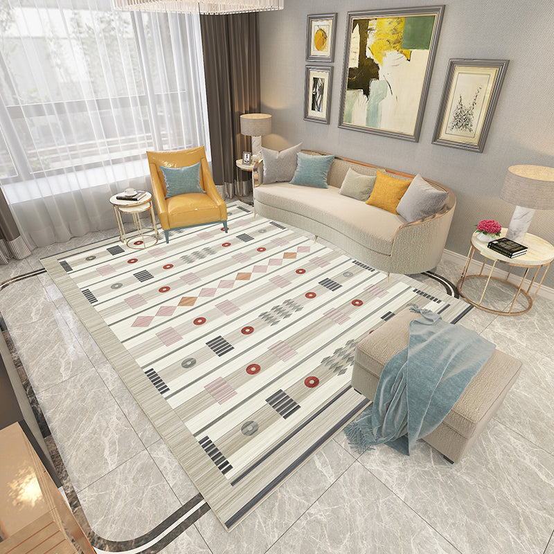 Lisslune | Americana Printed Rug Multicolor Synthetic Rug Non-Slip Back Stain Resistant Washable Rug for the Living Room