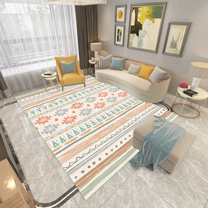 Lisslune | Americana Printed Rug Multicolor Synthetic Rug Non-Slip Back Stain Resistant Washable Rug for the Living Room