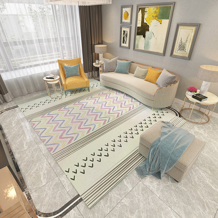 Lisslune | Americana Printed Rug Multicolor Synthetic Rug Non-Slip Back Stain Resistant Washable Rug for the Living Room