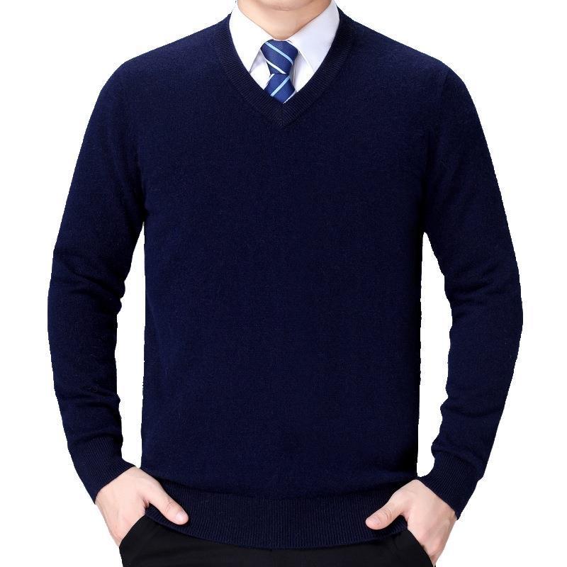 Men's V-neck knitted sweater made of soft cotton blend Lisslune