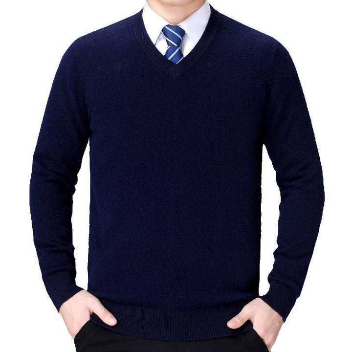 Men's V-neck knitted sweater made of soft cotton blend Lisslune