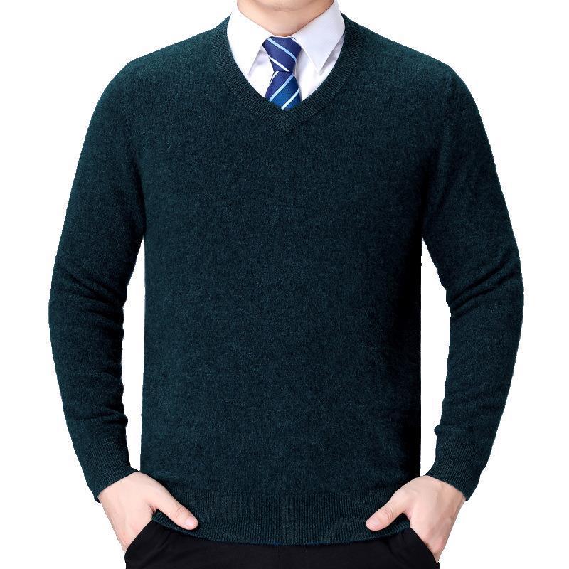 Men's V-neck knitted sweater made of soft cotton blend Lisslune