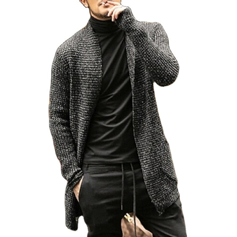 Men's chunky knit cardigan with open design and modern details Lisslune