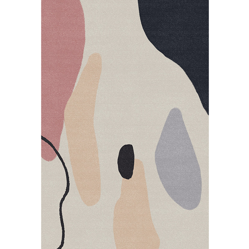 Lisslune | Multi Color Scandinavian Style Rug Polyester Abstract Water-Color Block Print Rug Stain Resistant Machine Washable Anti-Slip Backing Rug for Home