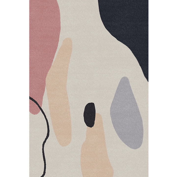 Lisslune | Multi Color Scandinavian Style Rug Polyester Abstract Water-Color Block Print Rug Stain Resistant Machine Washable Anti-Slip Backing Rug for Home