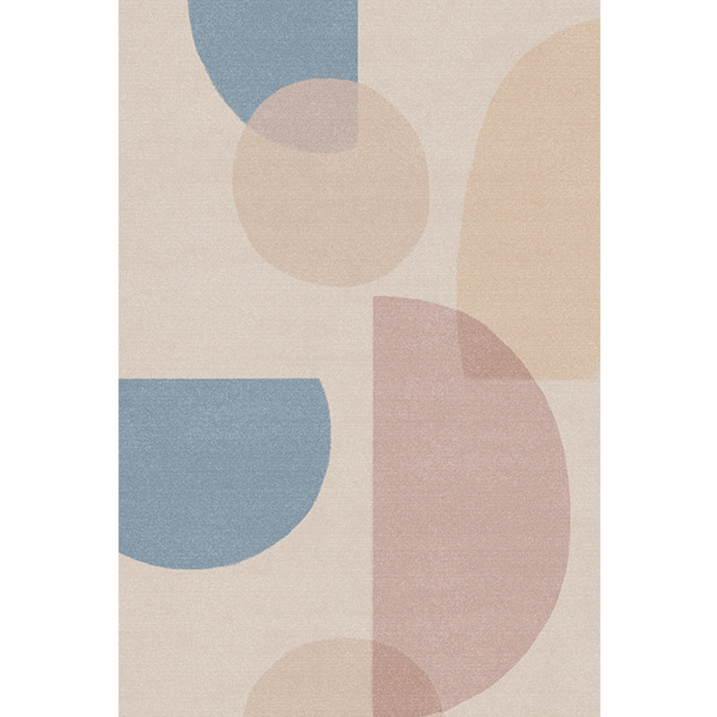 Lisslune | Multi Color Scandinavian Style Rug Polyester Abstract Water-Color Block Print Rug Stain Resistant Machine Washable Anti-Slip Backing Rug for Home