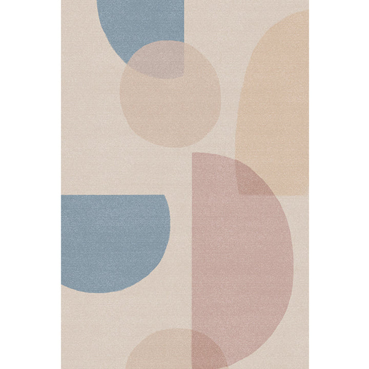 Lisslune | Multi Color Scandinavian Style Rug Polyester Abstract Water-Color Block Print Rug Stain Resistant Machine Washable Anti-Slip Backing Rug for Home
