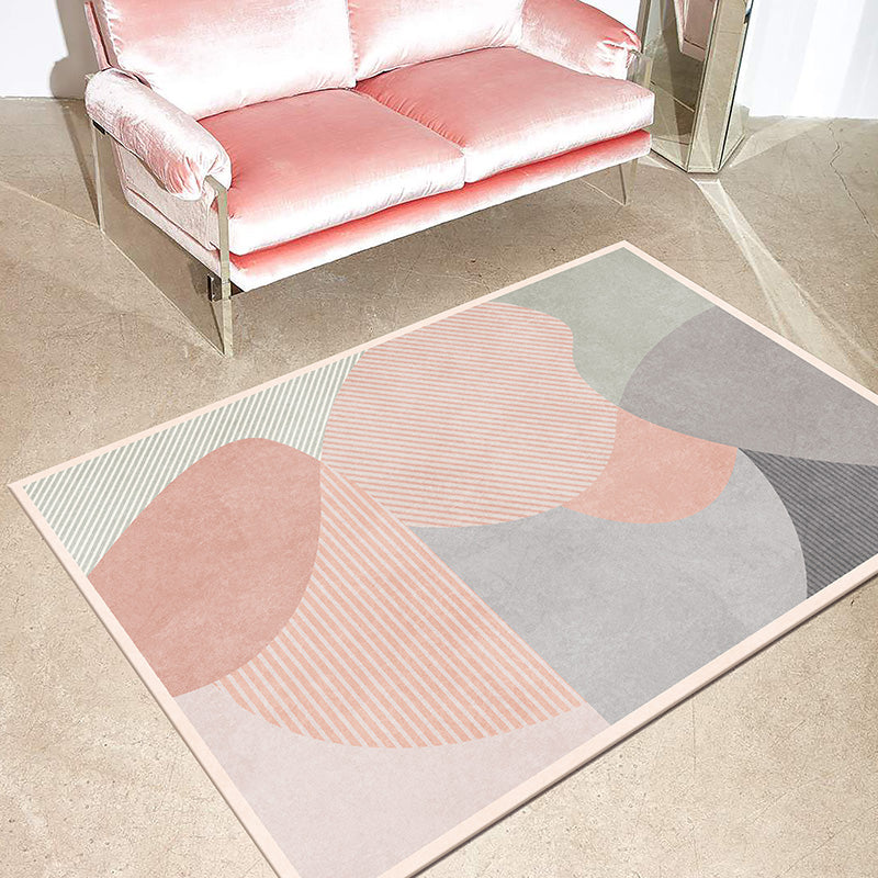 Lisslune | Modern Geometric Color Block Rug Multicolored Synthetic Area Rug Pet-Friendly Washable Non-Slip Back Rug for Living Room