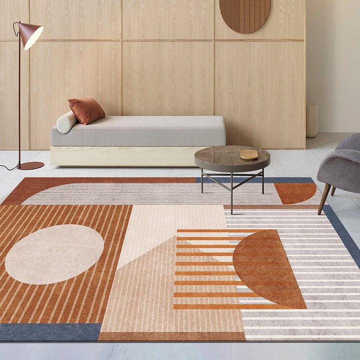 Lisslune | Modern Geometric Color Block Rug Multicolored Synthetic Area Rug Pet-Friendly Washable Non-Slip Back Rug for Living Room