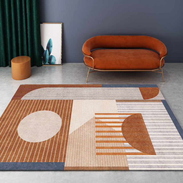Lisslune | Modern Geometric Color Block Rug Multicolored Synthetic Area Rug Pet-Friendly Washable Non-Slip Back Rug for Living Room