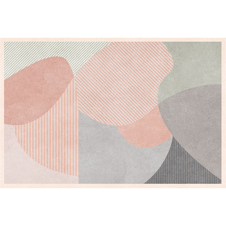 Lisslune | Modern Geometric Color Block Rug Multicolored Synthetic Area Rug Pet-Friendly Washable Non-Slip Back Rug for Living Room