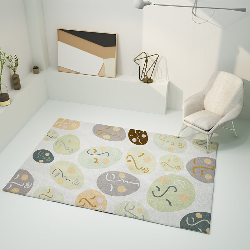 Lisslune | Modern Geometric Color Block Rug Multicolored Synthetic Area Rug Pet-Friendly Washable Non-Slip Back Rug for Living Room
