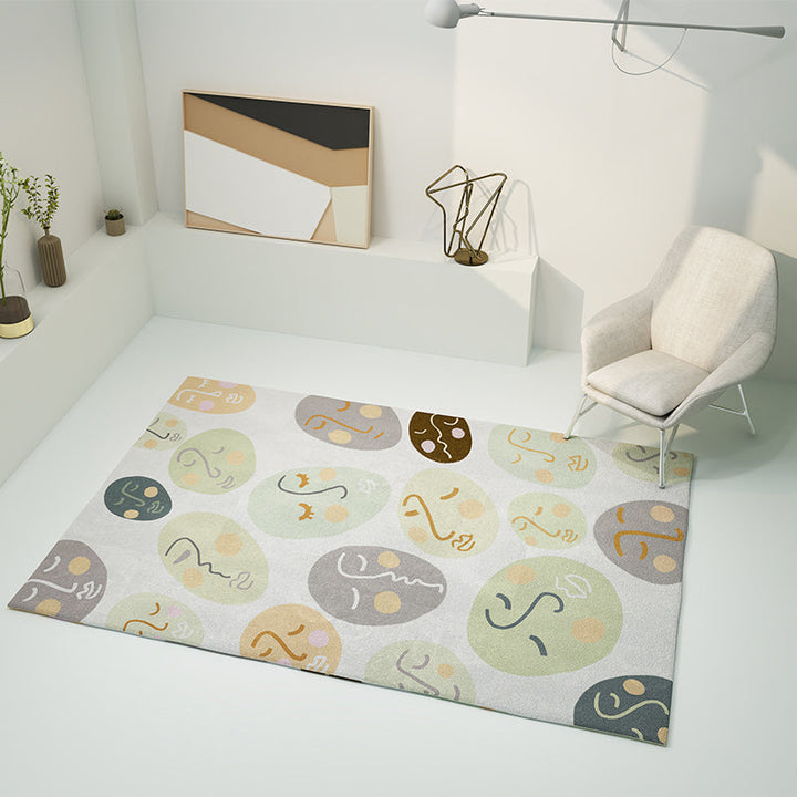 Lisslune | Modern Geometric Color Block Rug Multicolored Synthetic Area Rug Pet-Friendly Washable Non-Slip Back Rug for Living Room