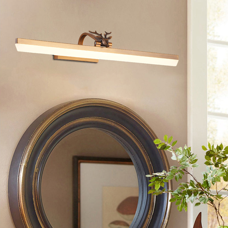 Skørter | Adjustable arm LED wall lamp with antlers 17"/23"/31.5" wide acrylic LED bathroom lighting in brass, warm/white light