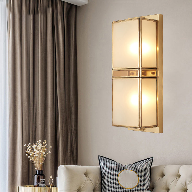 Skørter | Minimalistic rectangular wall-mounted lamp matte glass wall light made of brass for hallway
