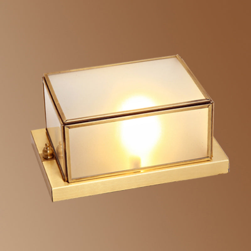 Skørter | Minimalistic rectangular wall-mounted lamp matte glass wall light made of brass for hallway
