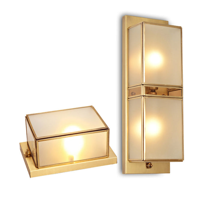 Skørter | Minimalistic rectangular wall-mounted lamp matte glass wall light made of brass for hallway