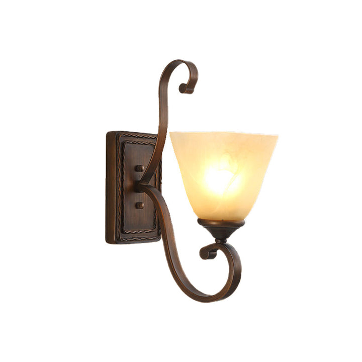 Skørter | Simple Light Frosted Glass Wall Lamp Vintage Style Brown Bell Living Room Wall Sconce Light