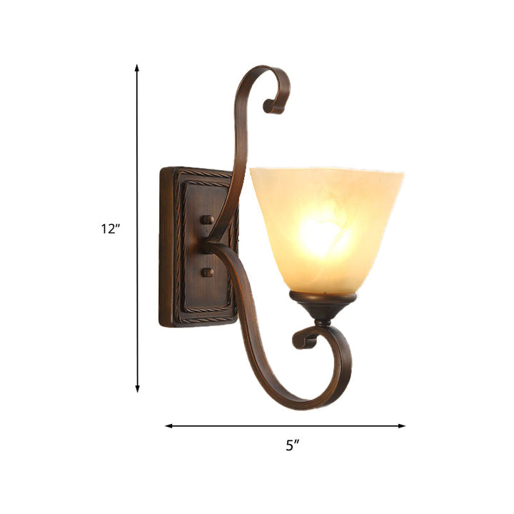 Skørter | Simple Light Frosted Glass Wall Lamp Vintage Style Brown Bell Living Room Wall Sconce Light