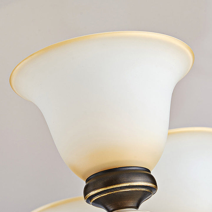 Skørter | 1/2-Light Bell Wall Lamp Antique Style Black Frosted Glass Wall Light with Curved Arm for Bedroom