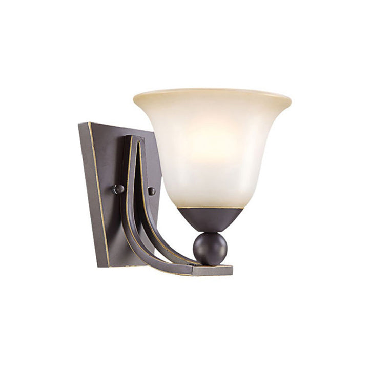 Skørter | Single Pear Wall Lamp Traditional Tapered Acid Glass Shade Sconces Light in Black for Bedroom