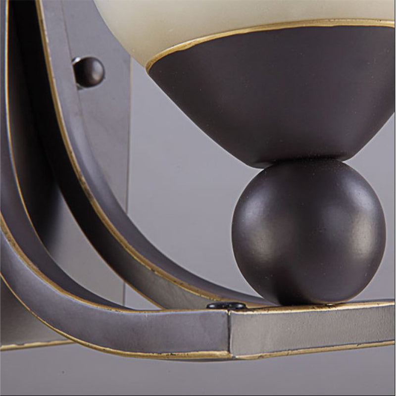 Skørter | Single Pear Wall Lamp Traditional Tapered Acid Glass Shade Sconces Light in Black for Bedroom