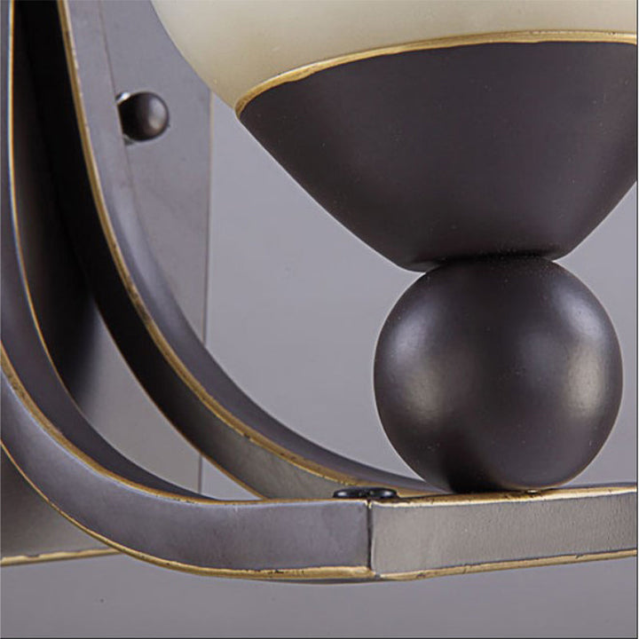 Skørter | Single Pear Wall Lamp Traditional Tapered Acid Glass Shade Sconces Light in Black for Bedroom