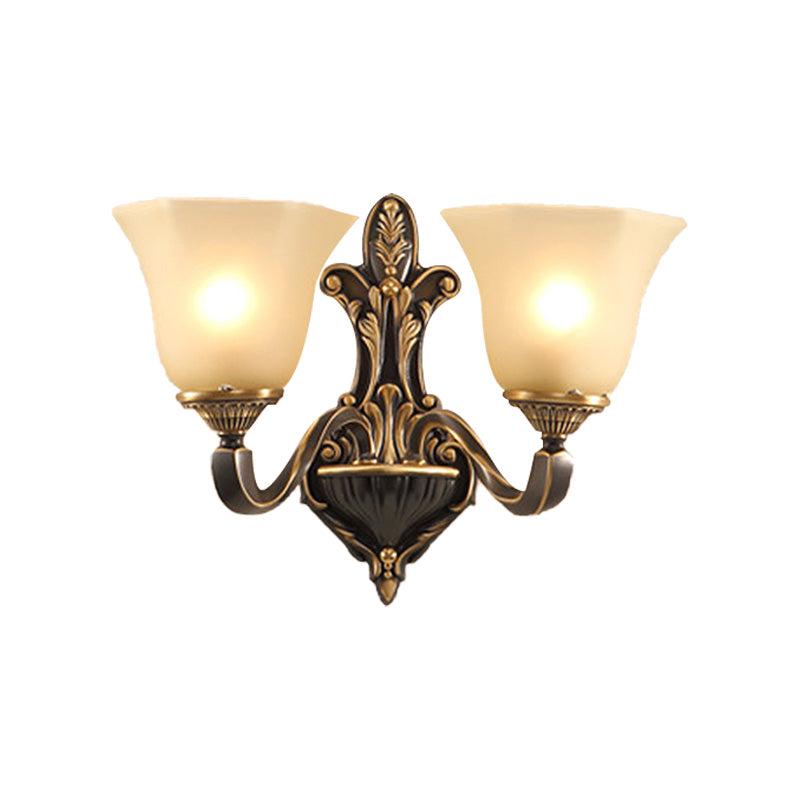 Skørter | 1/2-light wall lamp vintage porch wall sconce with flared matte glass in bronze