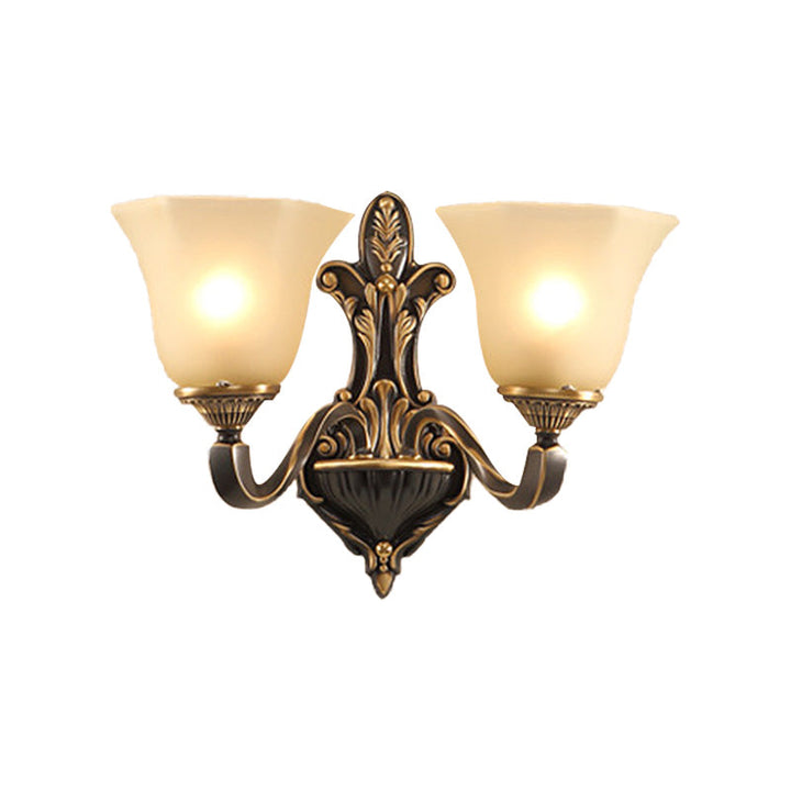 Skørter | 1/2-light wall lamp vintage porch wall sconce with flared matte glass in bronze