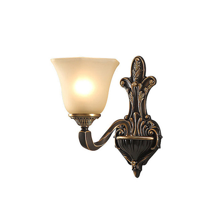 Skørter | 1/2-light wall lamp vintage porch wall sconce with flared matte glass in bronze
