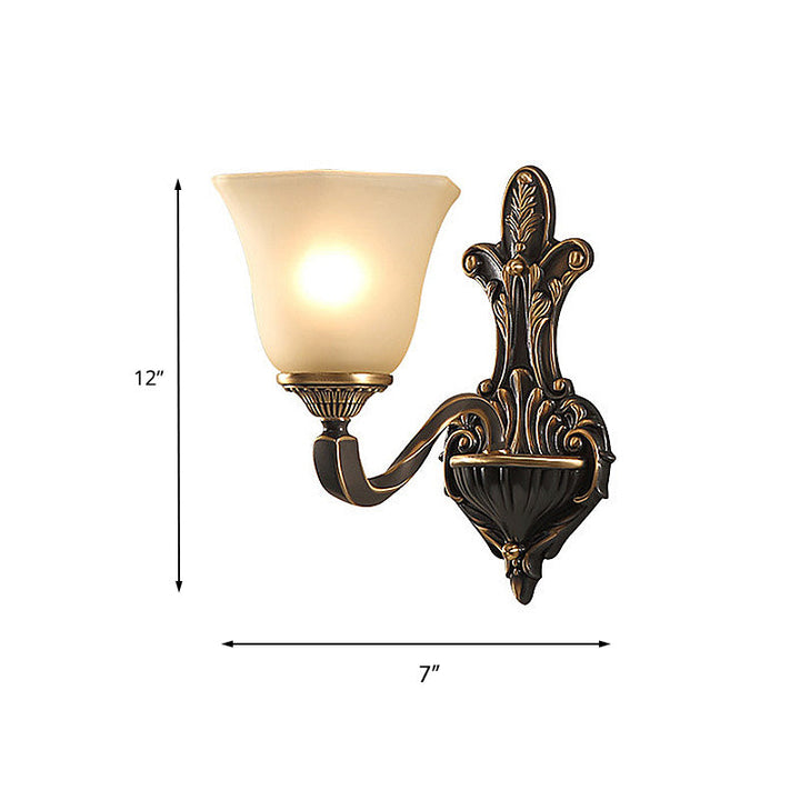 Skørter | 1/2-light wall lamp vintage porch wall sconce with flared matte glass in bronze