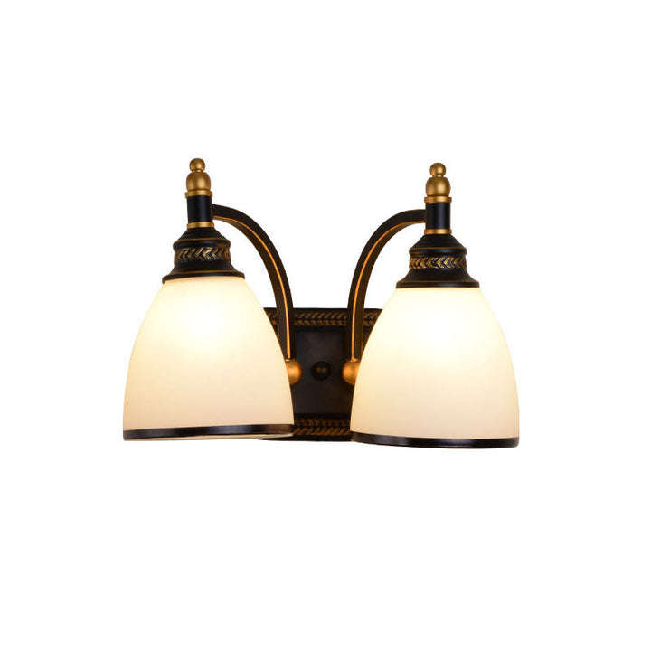 Skørter | Metal Dome Wall Lamp Vintage Style 1/2-Cup Living Room Wall Lamp with White Glass in Black