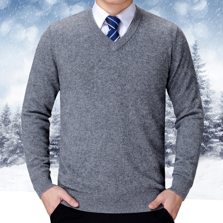 Men's V-neck knitted sweater made of soft cotton blend Lisslune