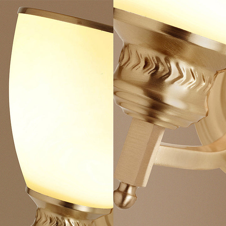 Skørter | Brass Wall Lamp Retro Milk Glass Shade 1-Light Hotel Wall Lamp with Curved Arm