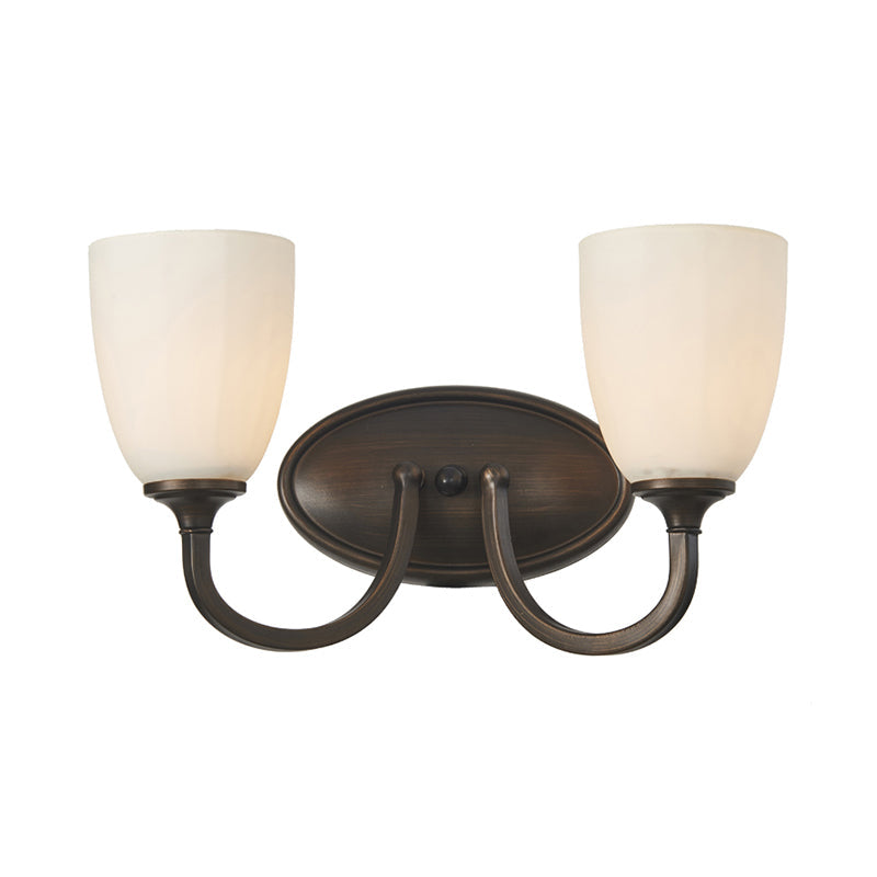 Skørter | White Dome Wall Lamp Retro Milk Glass 1/2-Light Living Room Wall Lamp with Metal Back Plate