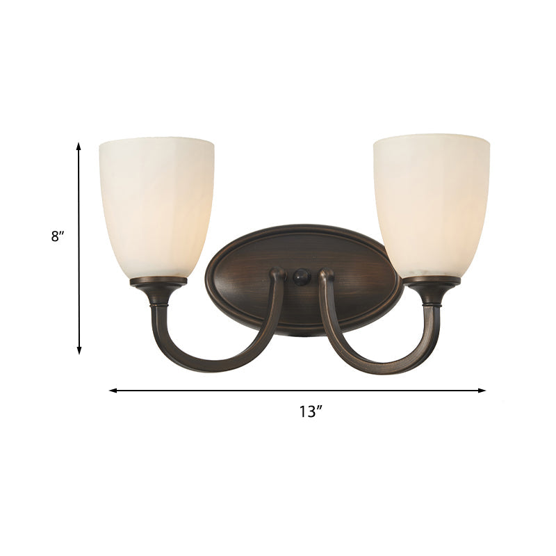 Skørter | White Dome Wall Lamp Retro Milk Glass 1/2-Light Living Room Wall Lamp with Metal Back Plate