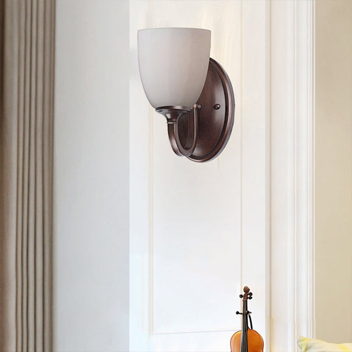 Skørter | White Dome Wall Lamp Retro Milk Glass 1/2-Light Living Room Wall Lamp with Metal Back Plate