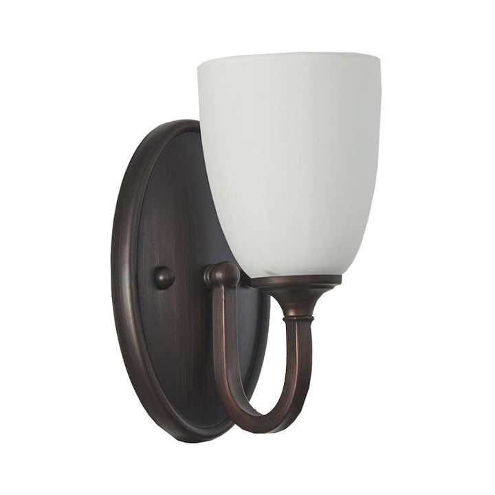 Skørter | White Dome Wall Lamp Retro Milk Glass 1/2-Light Living Room Wall Lamp with Metal Back Plate