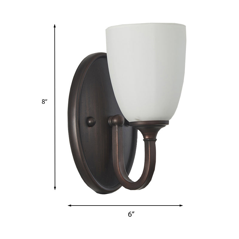 Skørter | White Dome Wall Lamp Retro Milk Glass 1/2-Light Living Room Wall Lamp with Metal Back Plate