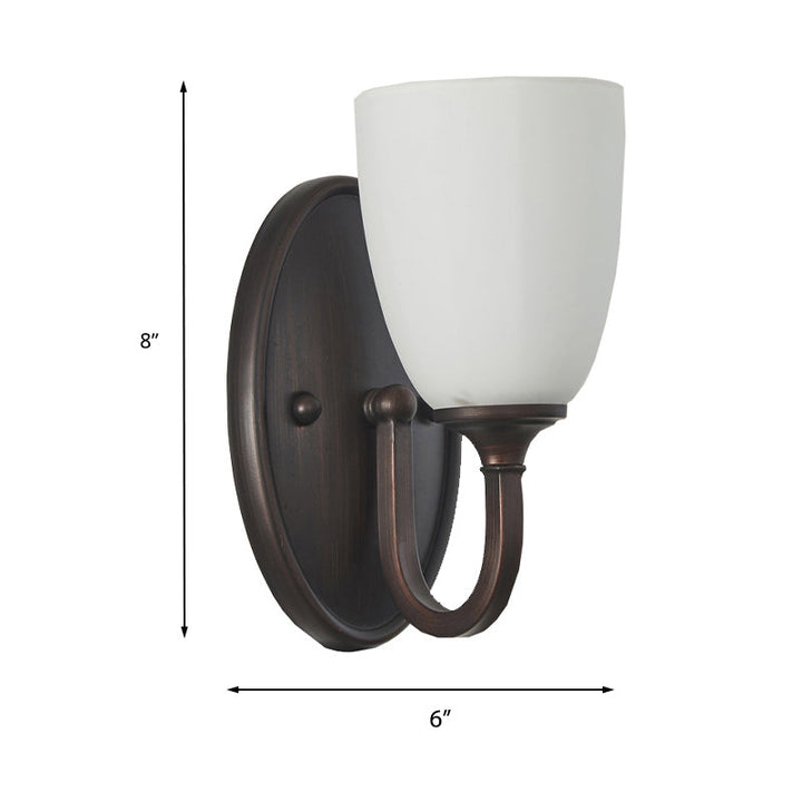Skørter | White Dome Wall Lamp Retro Milk Glass 1/2-Light Living Room Wall Lamp with Metal Back Plate