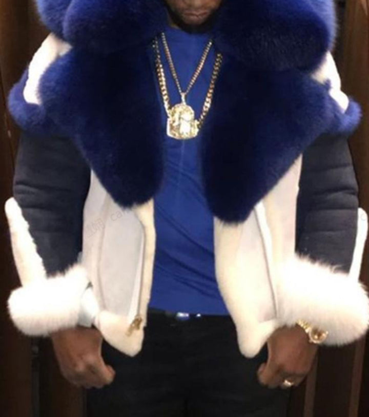 Men's luxury winter jacket with high collar and striking fur trim Lisslune